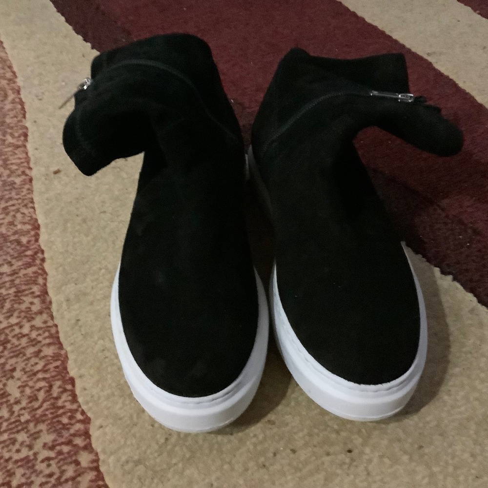 Aquatalia Boots Laina Sz 9 Black Suede Leather New Platform Sole